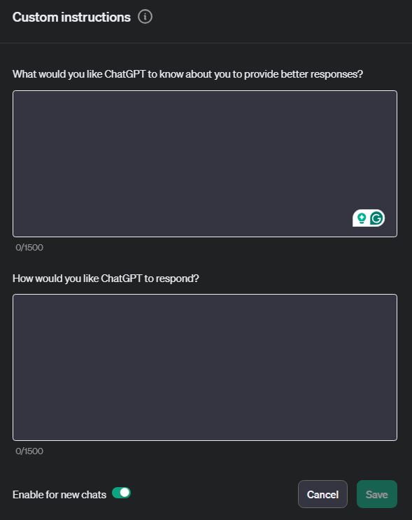 chatgpt custom instruction
