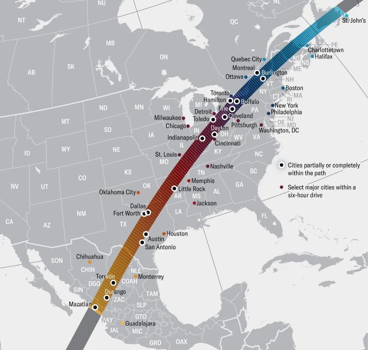 Path of Total Solar Eclipse 2024